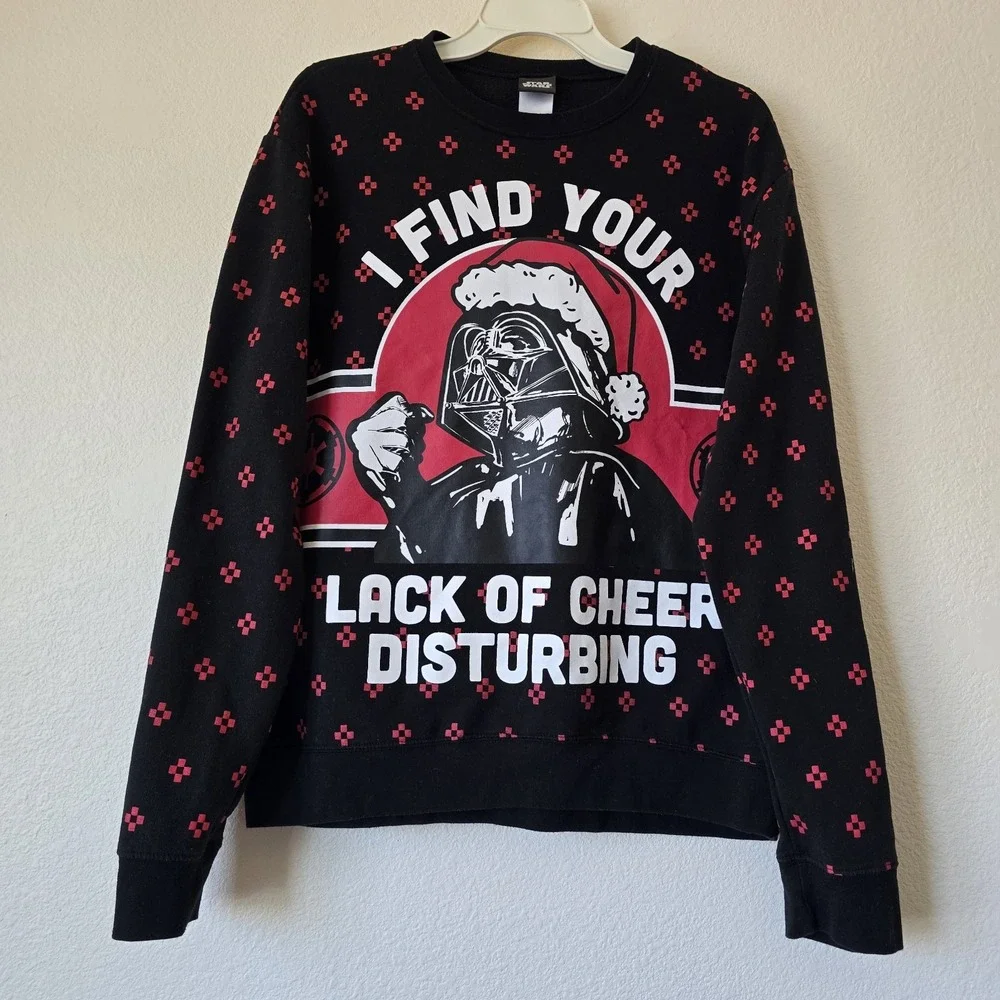 Star Wars Darth Vader Christmas Ugly Sweater Size L Black Red Holiday Knit